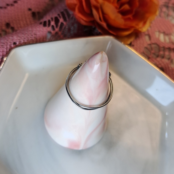 **3/$25 - White Stone Wire Wrapped Ring (Silvertone) - Picture 2 of 5